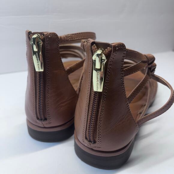 Vince Camuto Gladiator Sandals Brown Leather Strappy Flat Summer shoes sz8,5 new - Picture 4 of 9